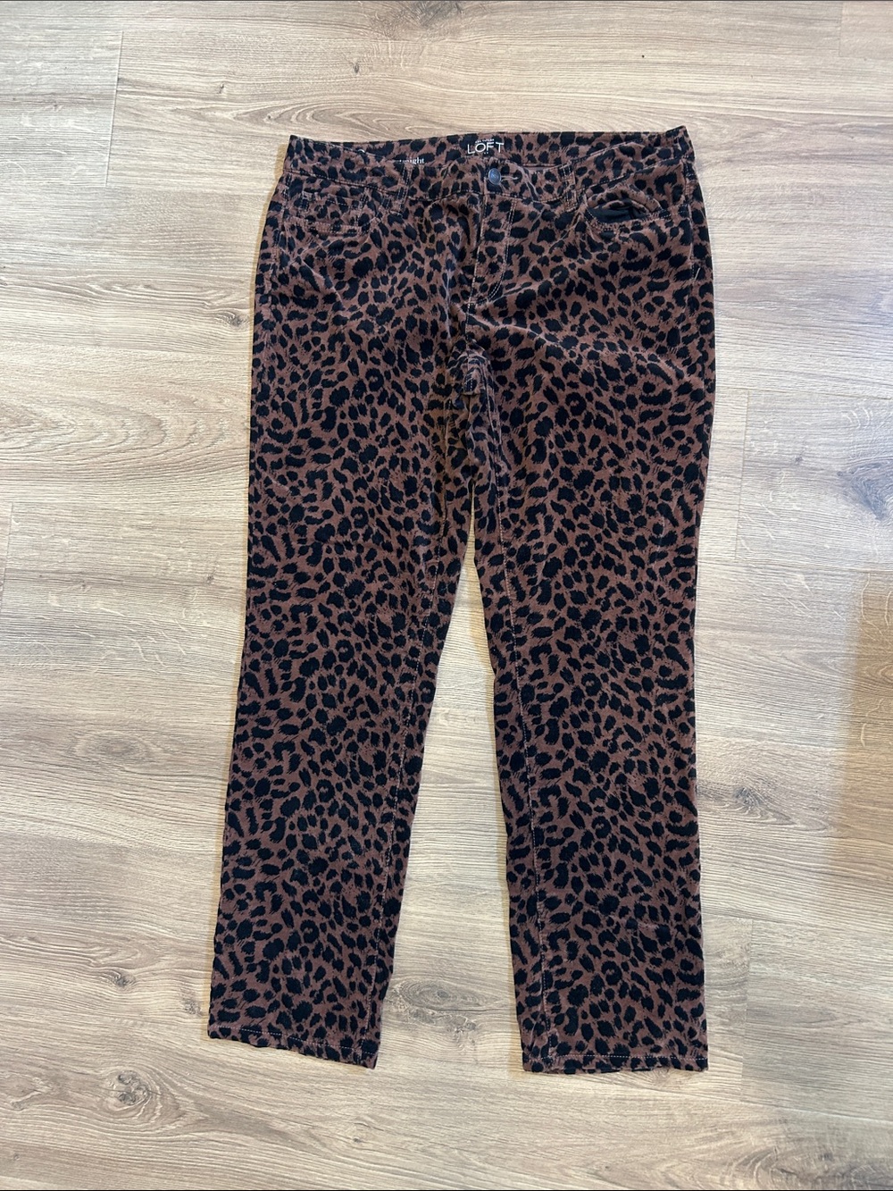 LOFT Black & Brown Leopard Print Straight Leg Jeans
